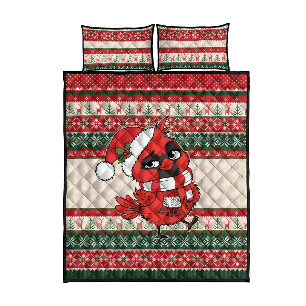 Aussie Cardinal Christmas Quilt Bed Set Festive Knitted Pattern Inspired