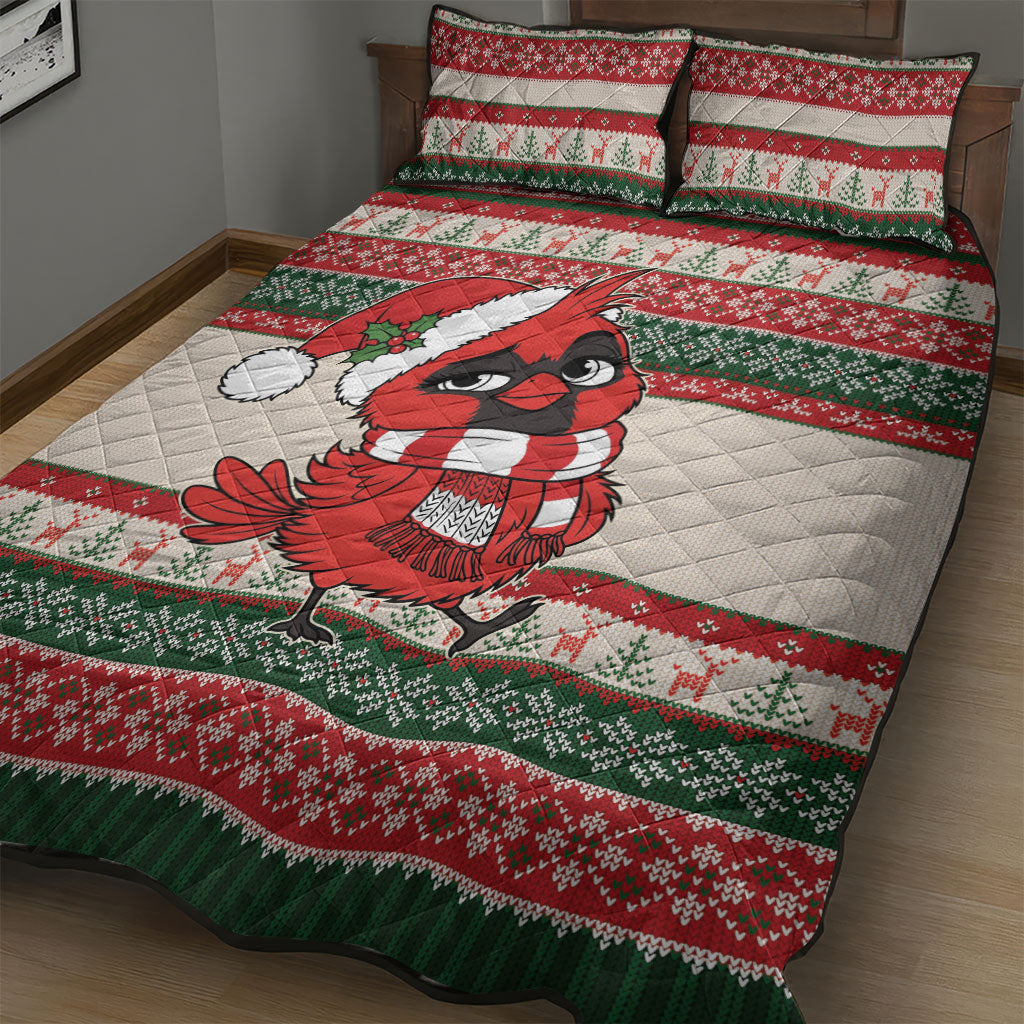 Aussie Cardinal Christmas Quilt Bed Set Festive Knitted Pattern Inspired