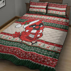 Aussie Cardinal Christmas Quilt Bed Set Festive Knitted Pattern Inspired
