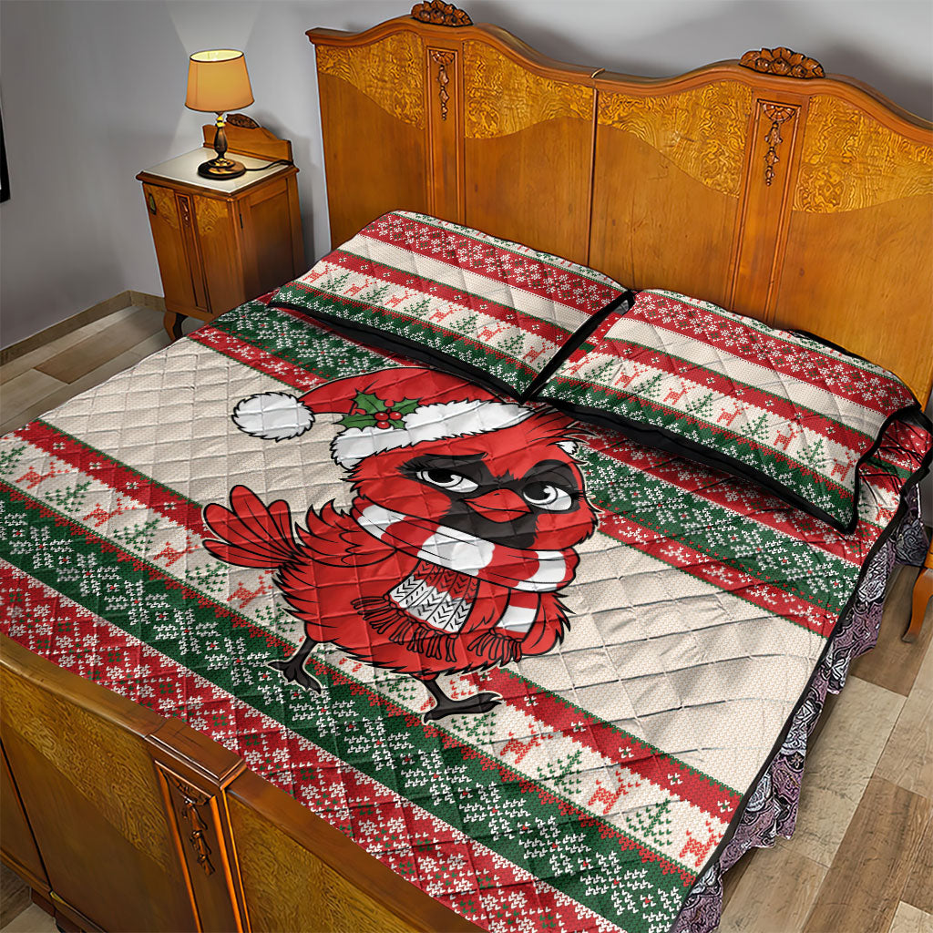 Aussie Cardinal Christmas Quilt Bed Set Festive Knitted Pattern Inspired