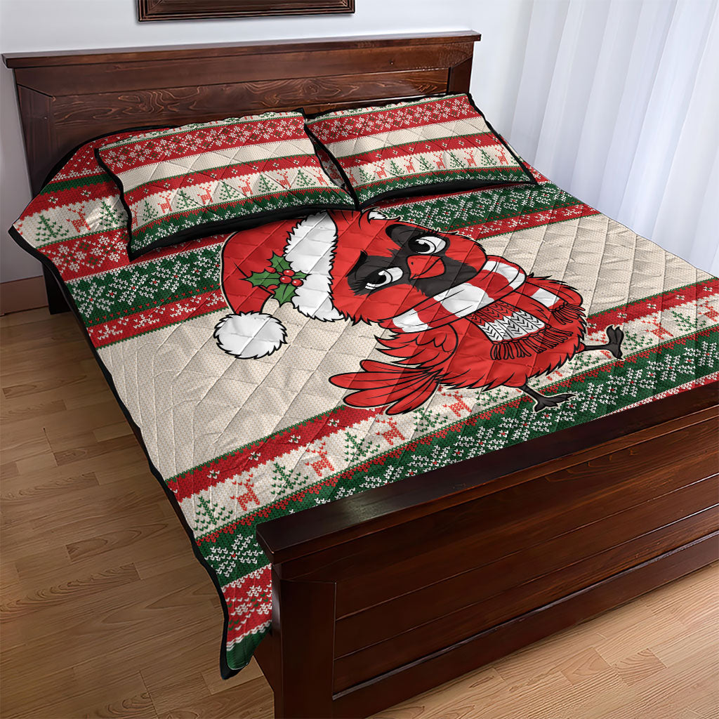 Aussie Cardinal Christmas Quilt Bed Set Festive Knitted Pattern Inspired