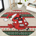 Aussie Cardinal Christmas Round Carpet Festive Knitted Pattern Inspired