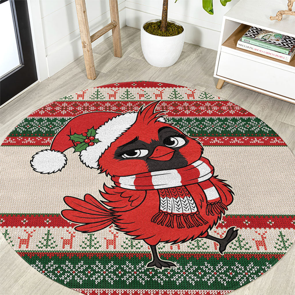 Aussie Cardinal Christmas Round Carpet Festive Knitted Pattern Inspired