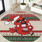 Aussie Cardinal Christmas Round Carpet Festive Knitted Pattern Inspired