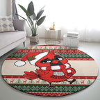 Aussie Cardinal Christmas Round Carpet Festive Knitted Pattern Inspired