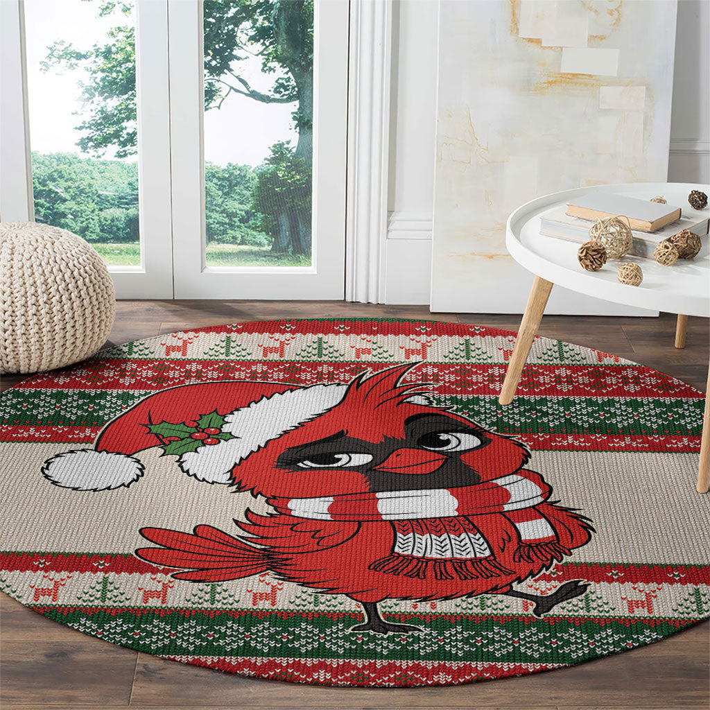 Aussie Cardinal Christmas Round Carpet Festive Knitted Pattern Inspired