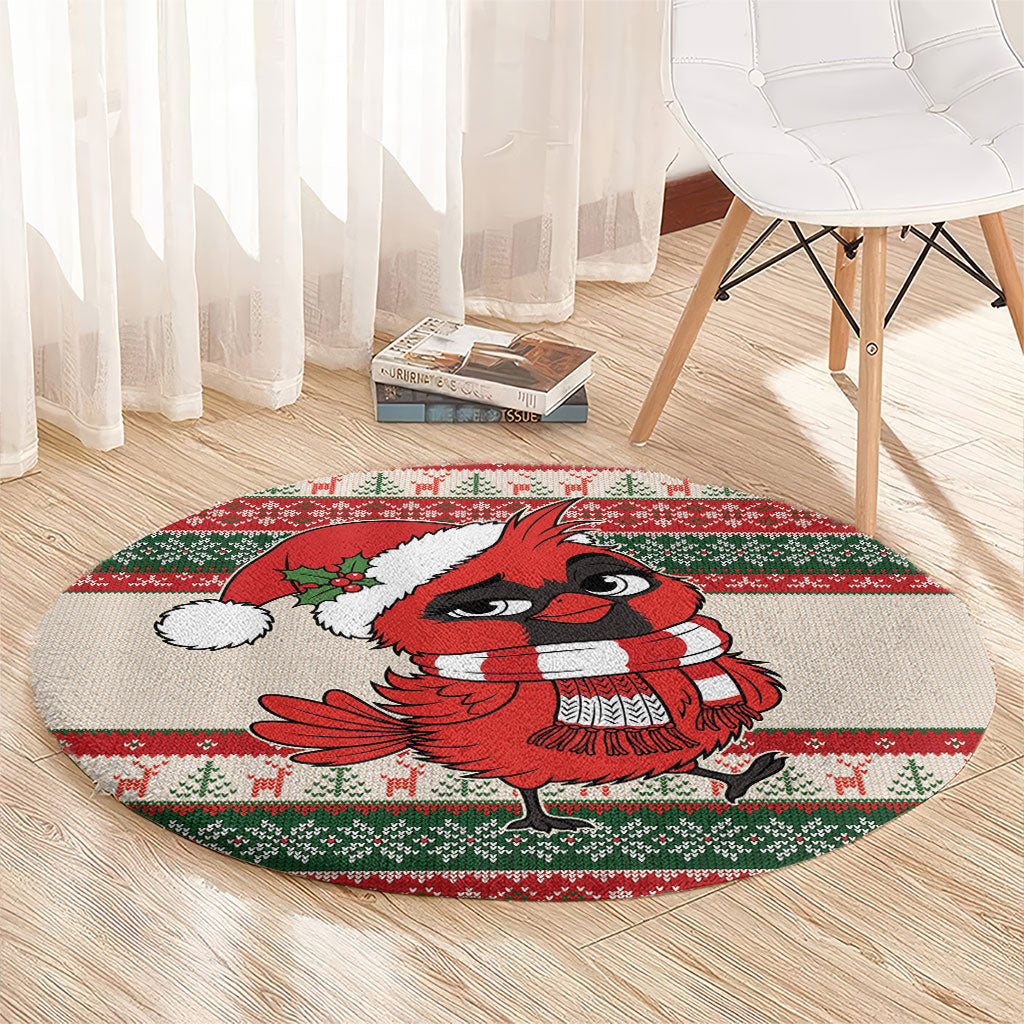 Aussie Cardinal Christmas Round Carpet Festive Knitted Pattern Inspired