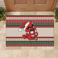 Aussie Cardinal Christmas Rubber Doormat Festive Knitted Pattern Inspired