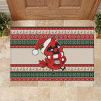 Aussie Cardinal Christmas Rubber Doormat Festive Knitted Pattern Inspired