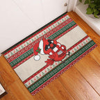 Aussie Cardinal Christmas Rubber Doormat Festive Knitted Pattern Inspired