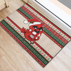 Aussie Cardinal Christmas Rubber Doormat Festive Knitted Pattern Inspired