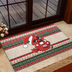 Aussie Cardinal Christmas Rubber Doormat Festive Knitted Pattern Inspired