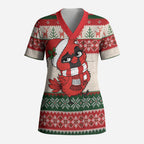 Aussie Cardinal Christmas Scrub Top Festive Knitted Pattern Inspired