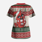 Aussie Cardinal Christmas Scrub Top Festive Knitted Pattern Inspired