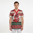 Aussie Cardinal Christmas Scrub Top Festive Knitted Pattern Inspired