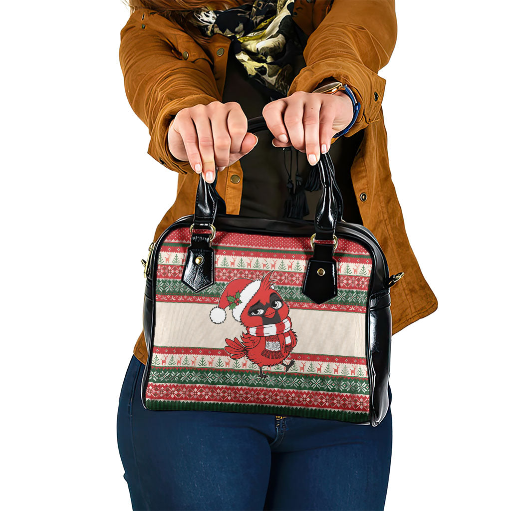 Aussie Cardinal Christmas Shoulder Handbag Festive Knitted Pattern Inspired