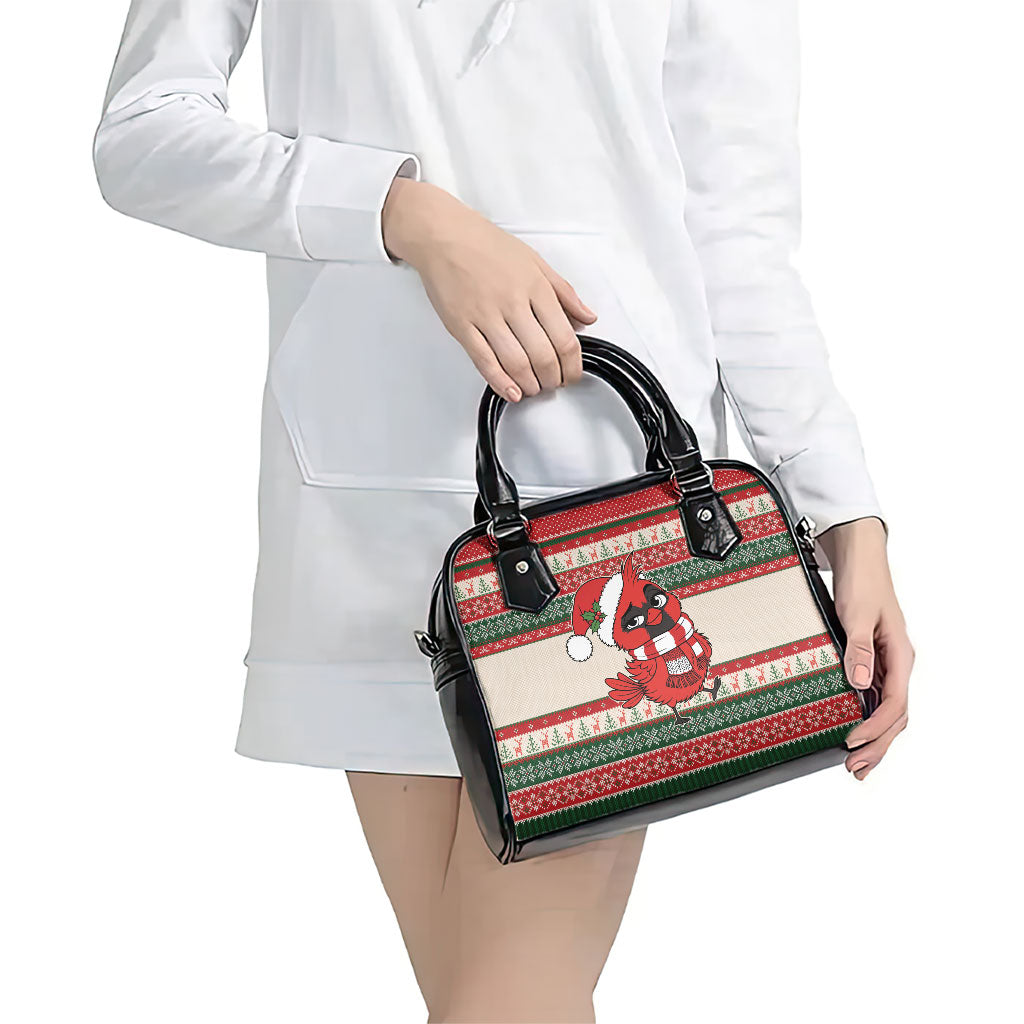 Aussie Cardinal Christmas Shoulder Handbag Festive Knitted Pattern Inspired