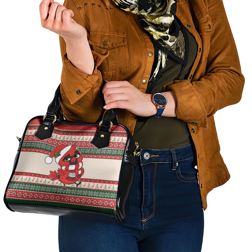 Aussie Cardinal Christmas Shoulder Handbag Festive Knitted Pattern Inspired