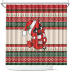 Aussie Cardinal Christmas Shower Curtain Festive Knitted Pattern Inspired