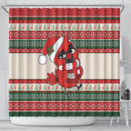 Aussie Cardinal Christmas Shower Curtain Festive Knitted Pattern Inspired