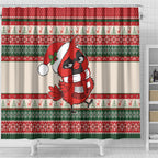 Aussie Cardinal Christmas Shower Curtain Festive Knitted Pattern Inspired
