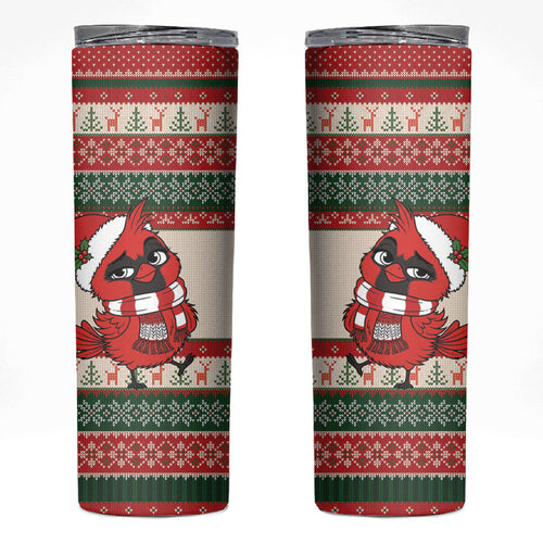 Aussie Cardinal Christmas Skinny Tumbler Festive Knitted Pattern Inspired