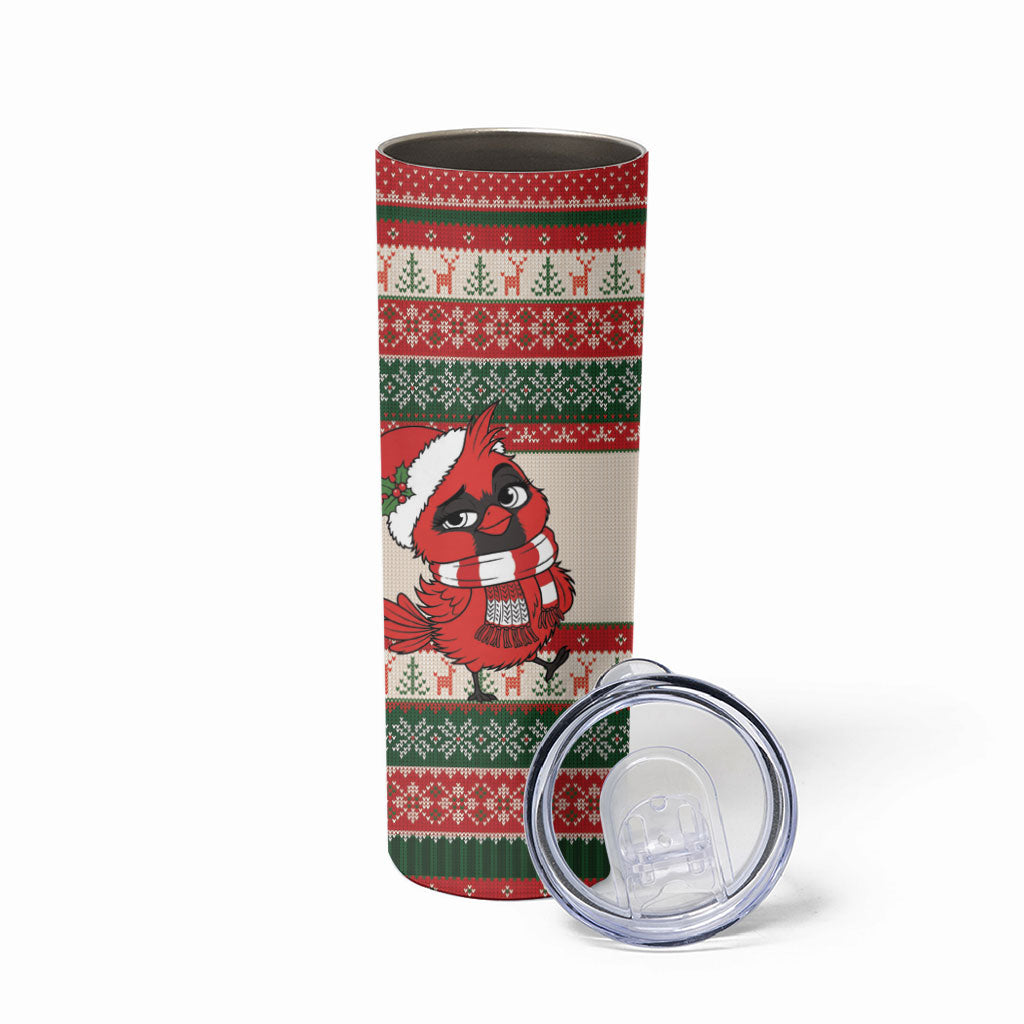 Aussie Cardinal Christmas Skinny Tumbler Festive Knitted Pattern Inspired