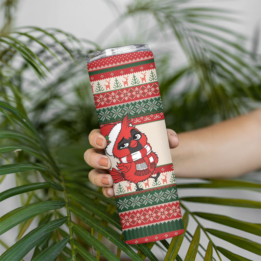 Aussie Cardinal Christmas Skinny Tumbler Festive Knitted Pattern Inspired