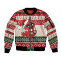 Aussie Cardinal Christmas Sleeve Zip Bomber Jacket Festive Knitted Pattern Inspired