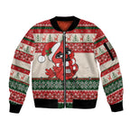 Aussie Cardinal Christmas Sleeve Zip Bomber Jacket Festive Knitted Pattern Inspired