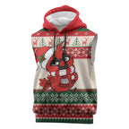 Aussie Cardinal Christmas Sleeveless Hoodie Festive Knitted Pattern Inspired