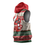 Aussie Cardinal Christmas Sleeveless Hoodie Festive Knitted Pattern Inspired