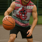 Aussie Cardinal Christmas Sleeveless Hoodie Festive Knitted Pattern Inspired