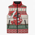 Aussie Cardinal Christmas Sleeveless Puffer Jacket Festive Knitted Pattern Inspired