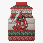 Aussie Cardinal Christmas Sleeveless Puffer Jacket Festive Knitted Pattern Inspired