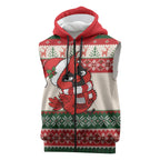 Aussie Cardinal Christmas Sleeveless Zip Hoodie Festive Knitted Pattern Inspired