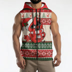 Aussie Cardinal Christmas Sleeveless Zip Hoodie Festive Knitted Pattern Inspired