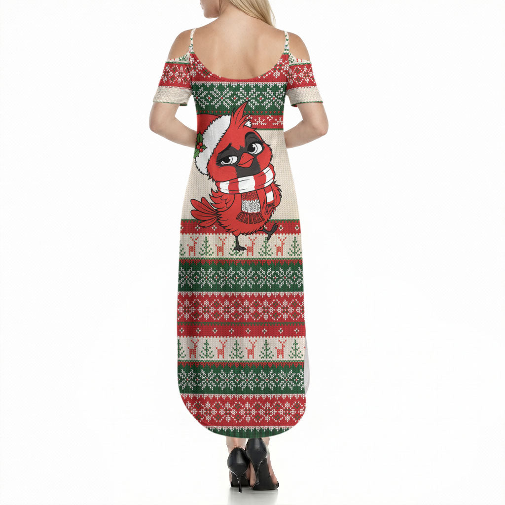 Aussie Cardinal Christmas Summer Maxi Dress Festive Knitted Pattern Inspired