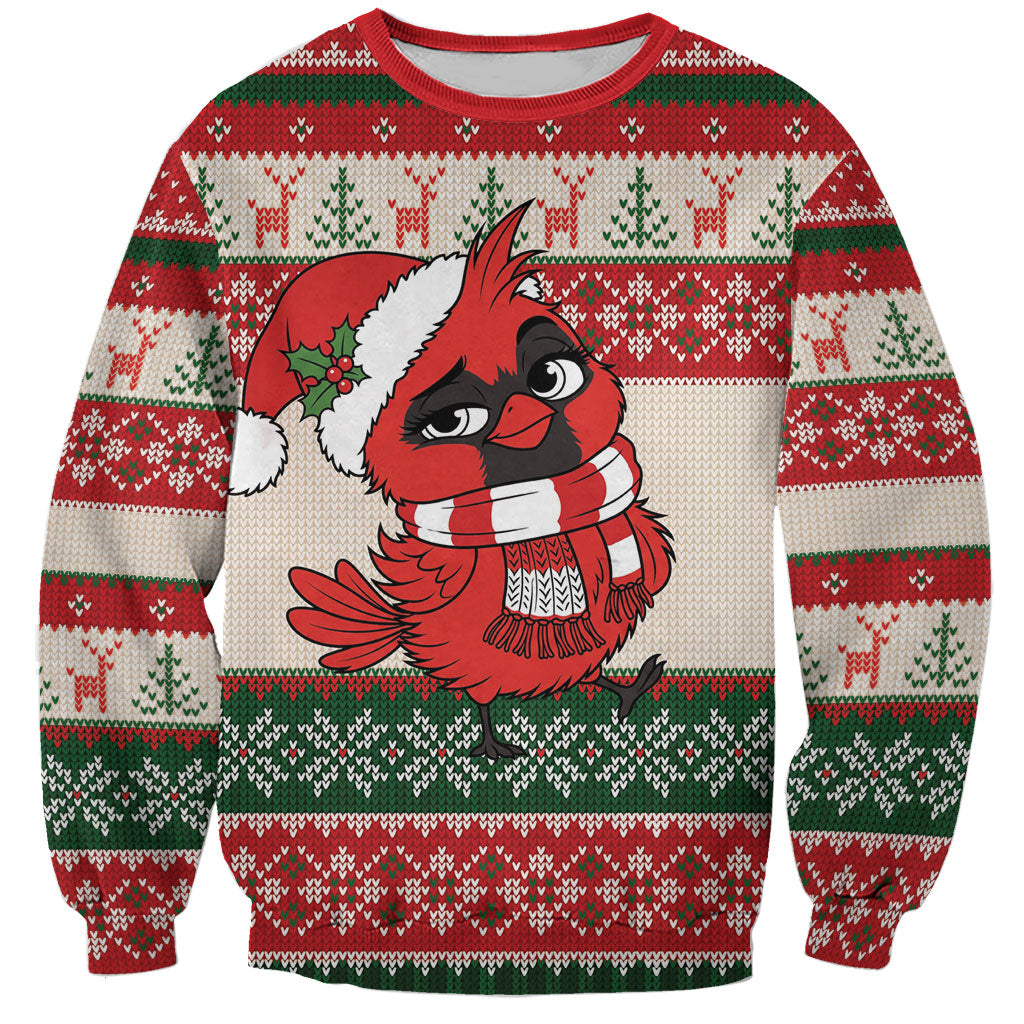 Aussie Cardinal Christmas Sweatshirt Festive Knitted Pattern Inspired