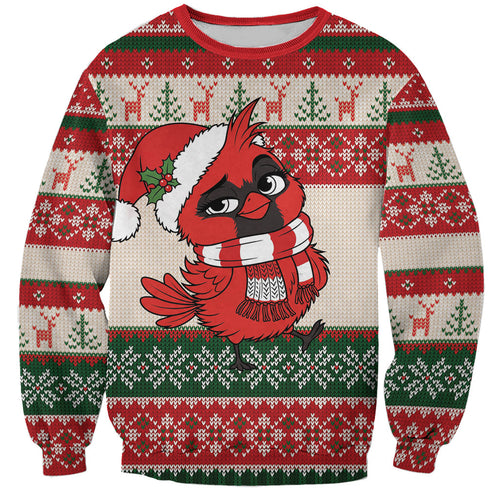 Aussie Cardinal Christmas Sweatshirt Festive Knitted Pattern Inspired