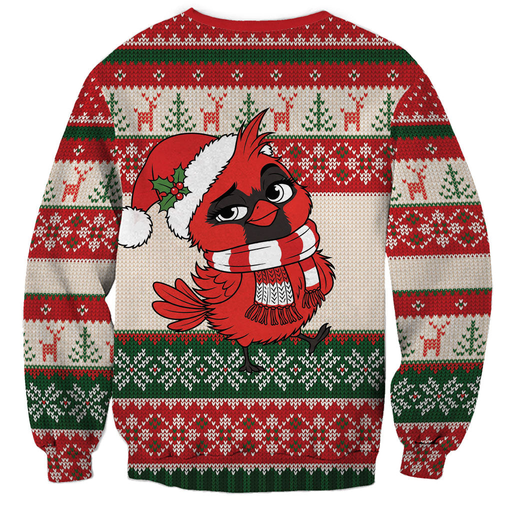 Aussie Cardinal Christmas Sweatshirt Festive Knitted Pattern Inspired