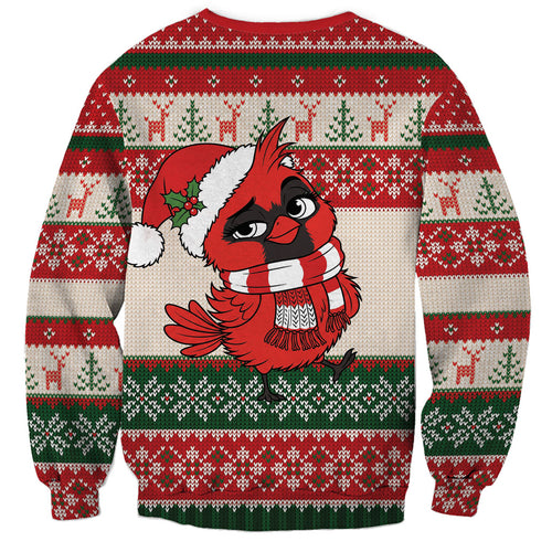 Aussie Cardinal Christmas Sweatshirt Festive Knitted Pattern Inspired