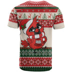 Aussie Cardinal Christmas T Shirt Festive Knitted Pattern Inspired