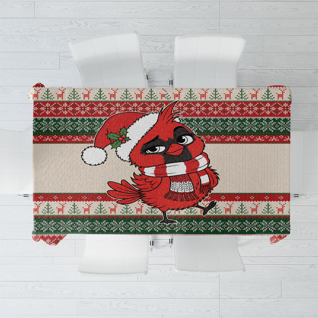 Aussie Cardinal Christmas Tablecloth Festive Knitted Pattern Inspired
