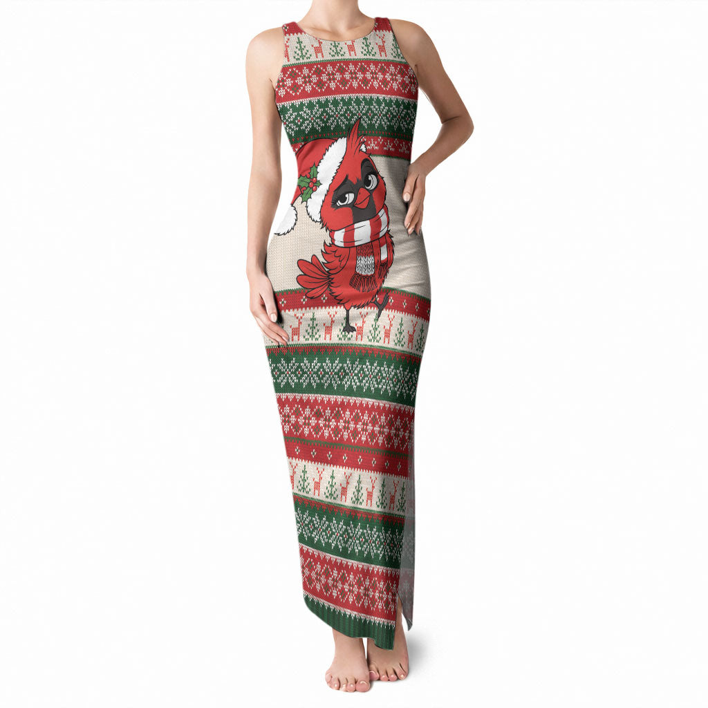 Aussie Cardinal Christmas Tank Maxi Dress Festive Knitted Pattern Inspired
