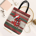 Aussie Cardinal Christmas Tote Bag Festive Knitted Pattern Inspired