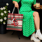 Aussie Cardinal Christmas Tote Bag Festive Knitted Pattern Inspired