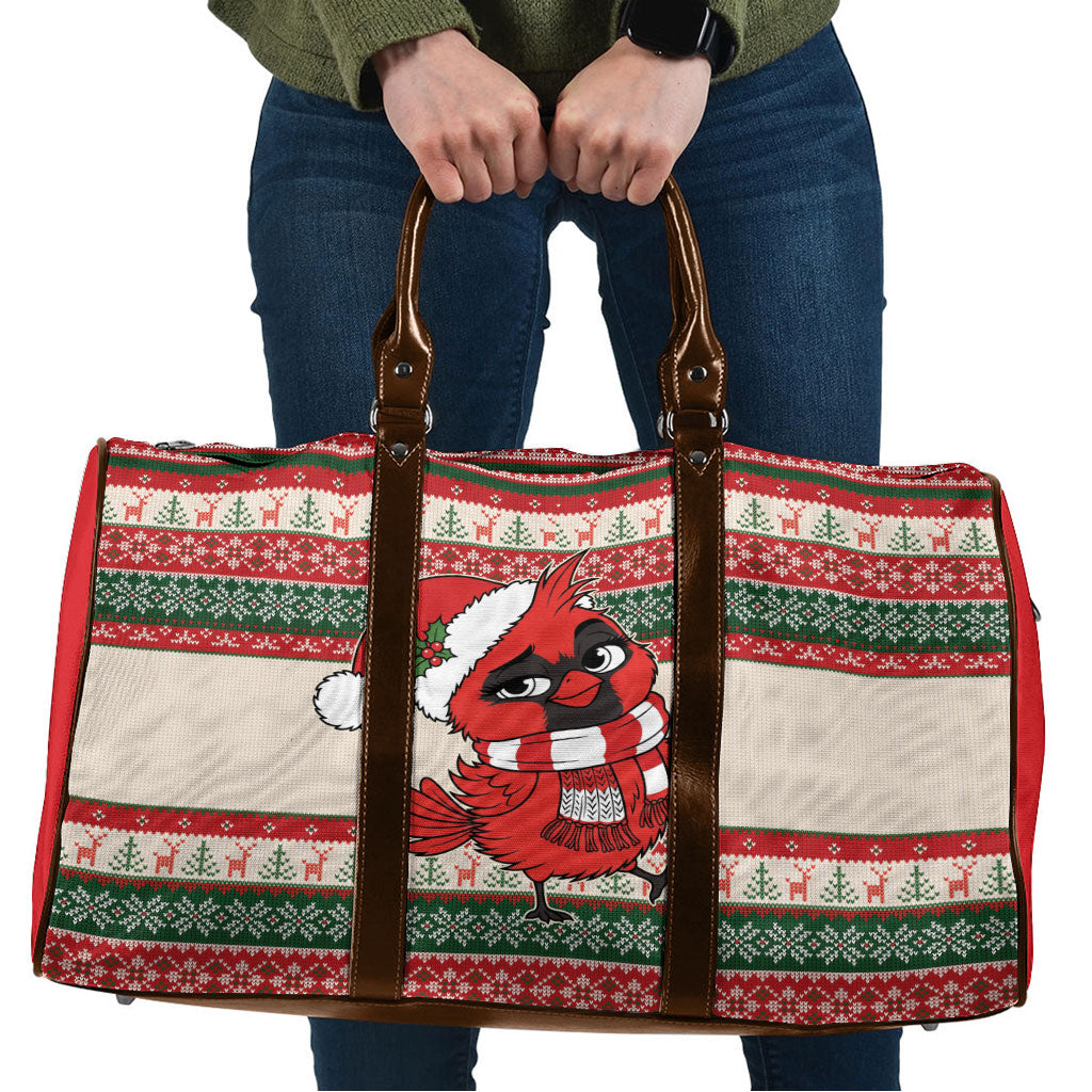 Aussie Cardinal Christmas Travel Bag Festive Knitted Pattern Inspired