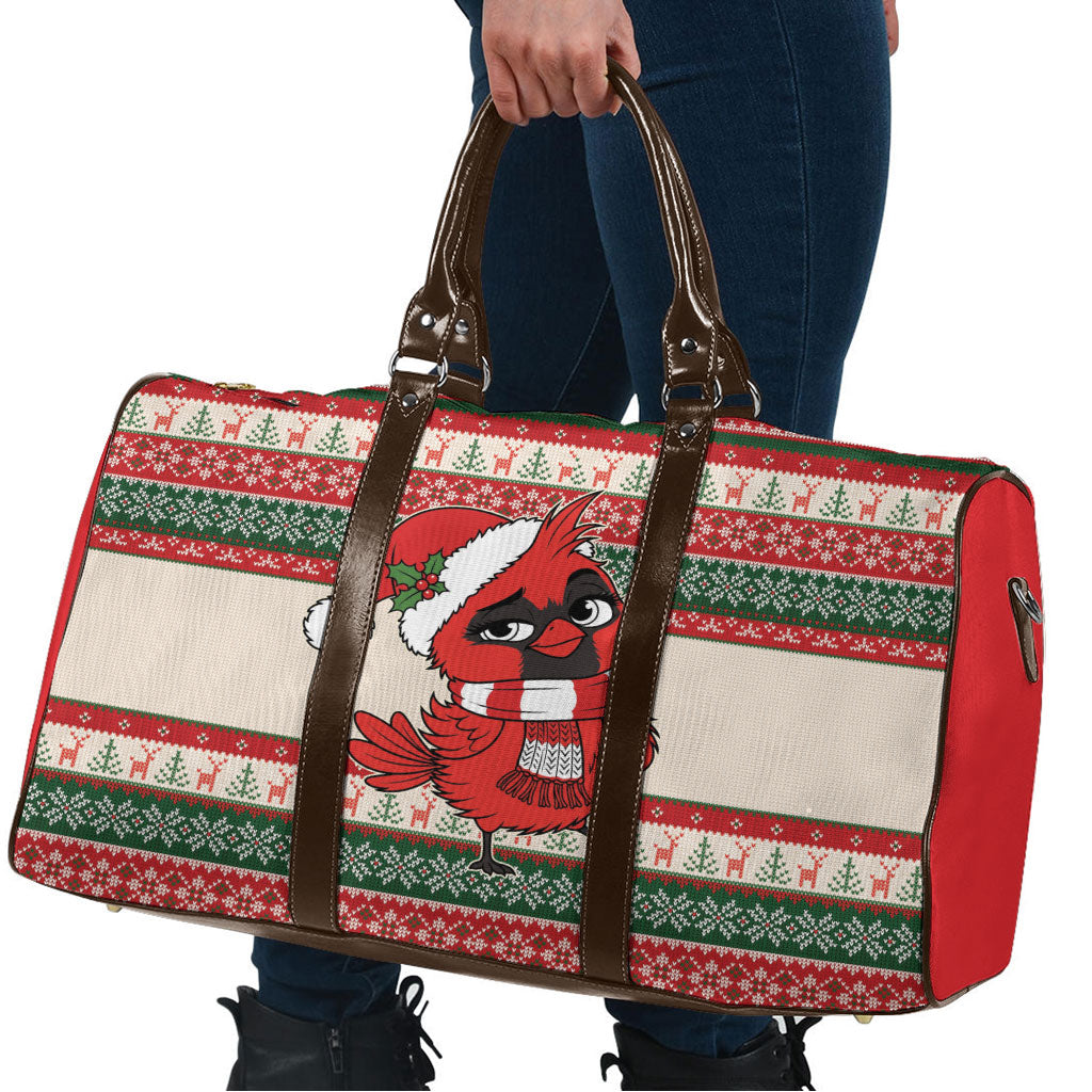Aussie Cardinal Christmas Travel Bag Festive Knitted Pattern Inspired