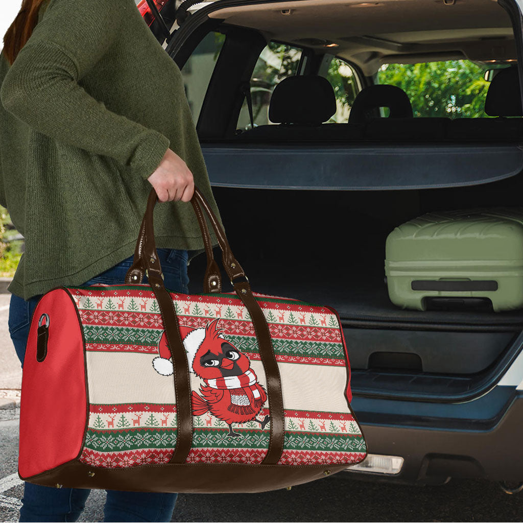 Aussie Cardinal Christmas Travel Bag Festive Knitted Pattern Inspired